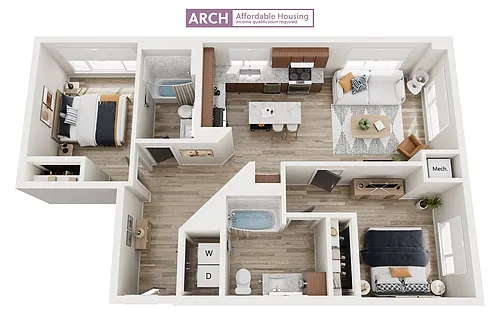 Floor plan B8 Affordable Two Bedroom