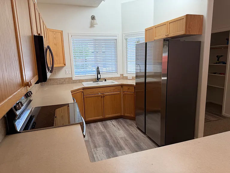 shiny new stainless steel appliances