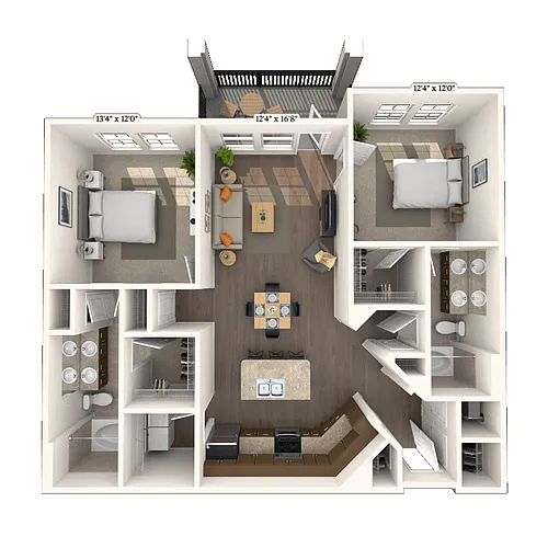 Floor plan Traditional 2x2 1191 SF