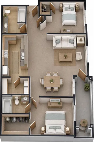 Floor plan 2 Bed 2 Bath