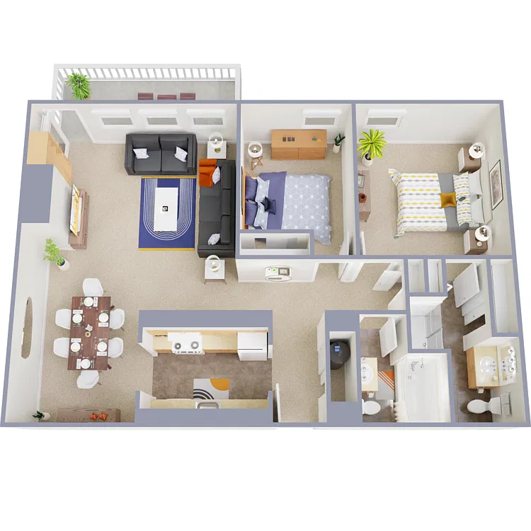Floor plan 2 Bed 1.5 Bath