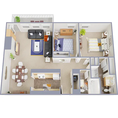 Floor plan 2 Bed 1.5 Bath