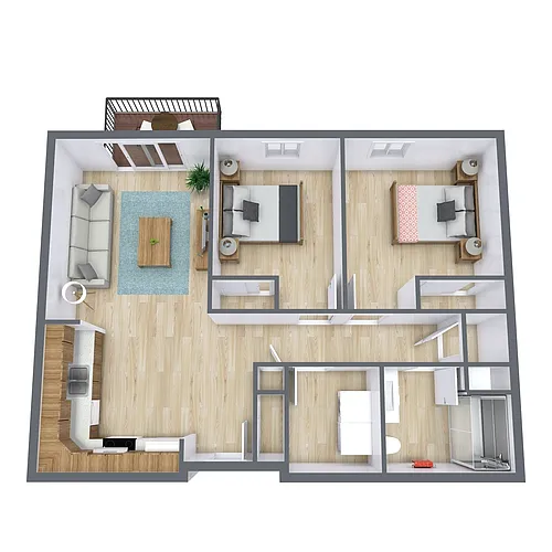 Floor plan Two Bedroom 21A