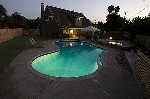 Heated and gated pool and spa, and fire pit