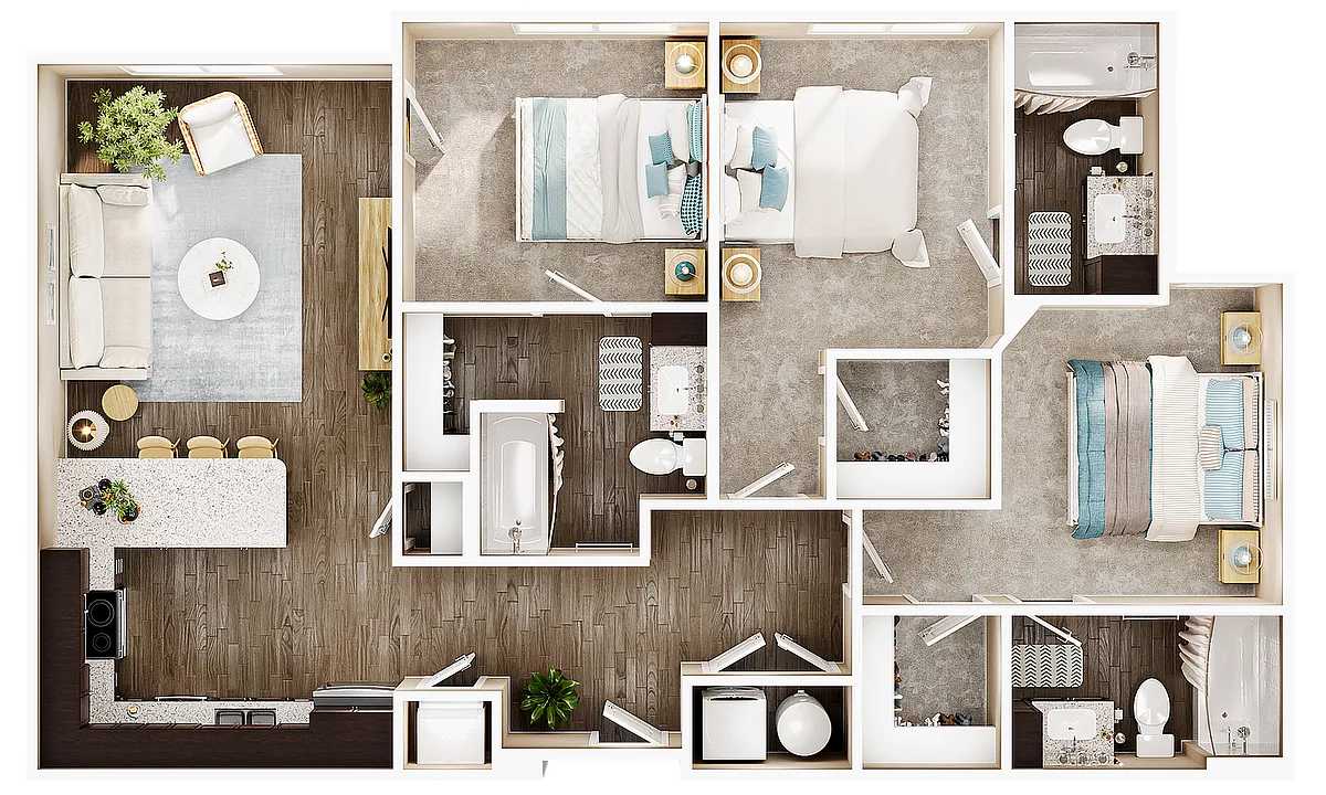 Floor plan 3BR/3BA - C1
