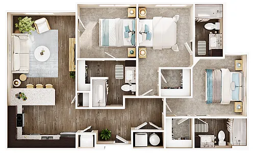Floor plan 3BR/3BA - C1
