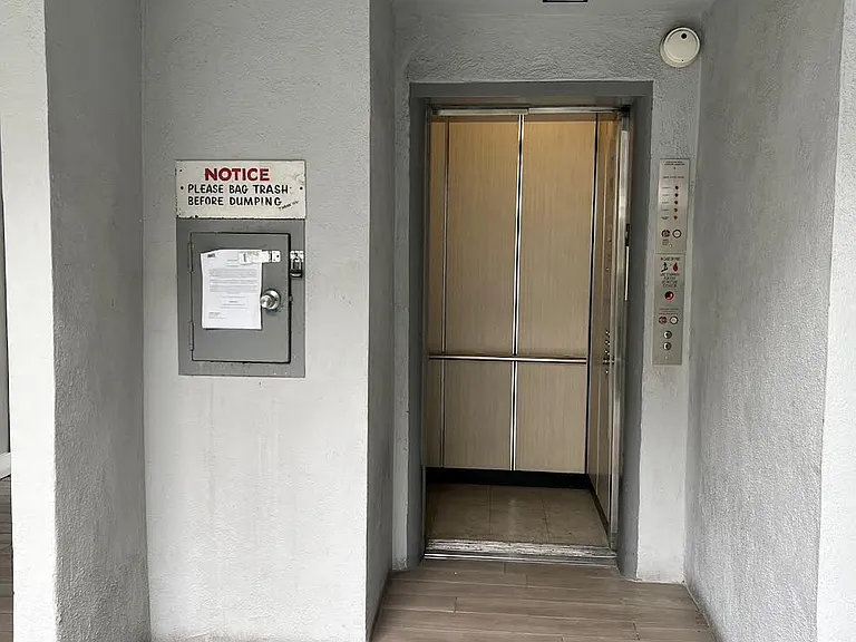 Elivator access to apartments at The Carlton in Hollywood, California.