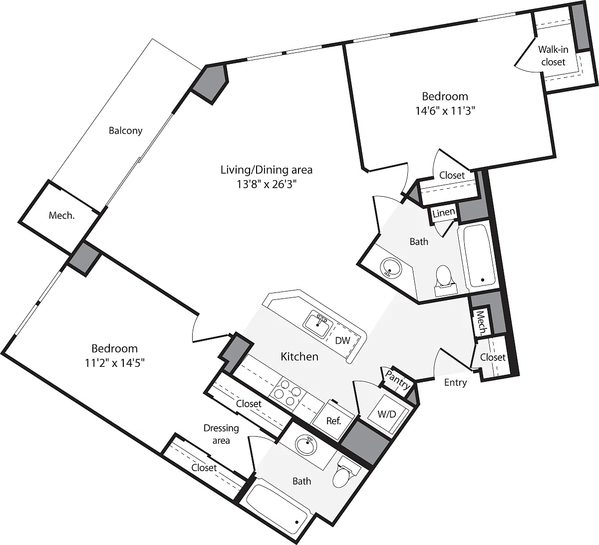 Floor plan 2 Bedrooms H