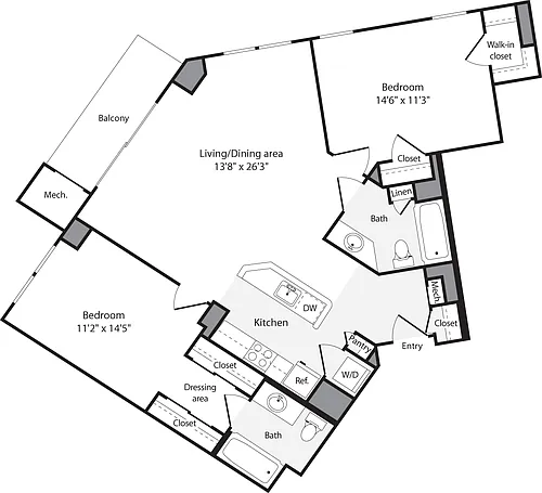 Floor plan 2 Bedrooms H