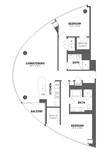 Floor plan 2 Bed 2 Bath-PH01