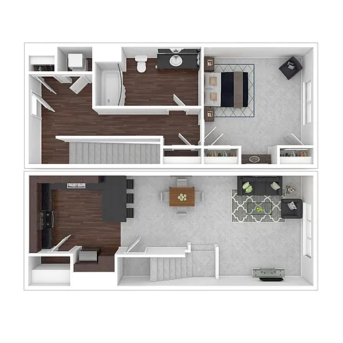Floor plan 1x1 Townhome Large