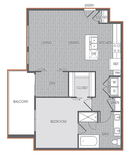 Floor plan Cheyenne 1x1w/Den