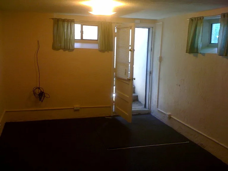 Separate basement entry on side of house