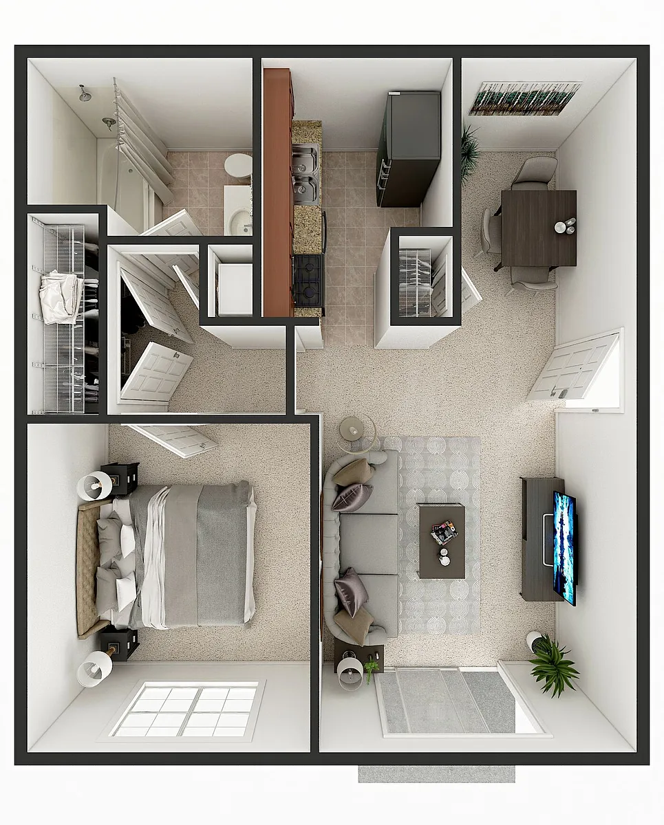 Floor plan 1 Bed 1 Bath Small-No Availability