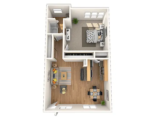 Floor plan Jr. 1 Bedroom, 1 Bathroom
