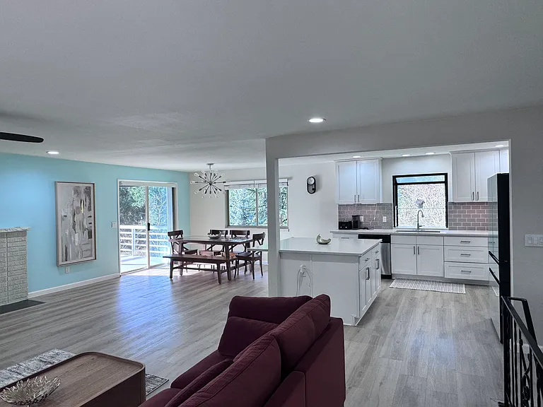 living area and kitchen