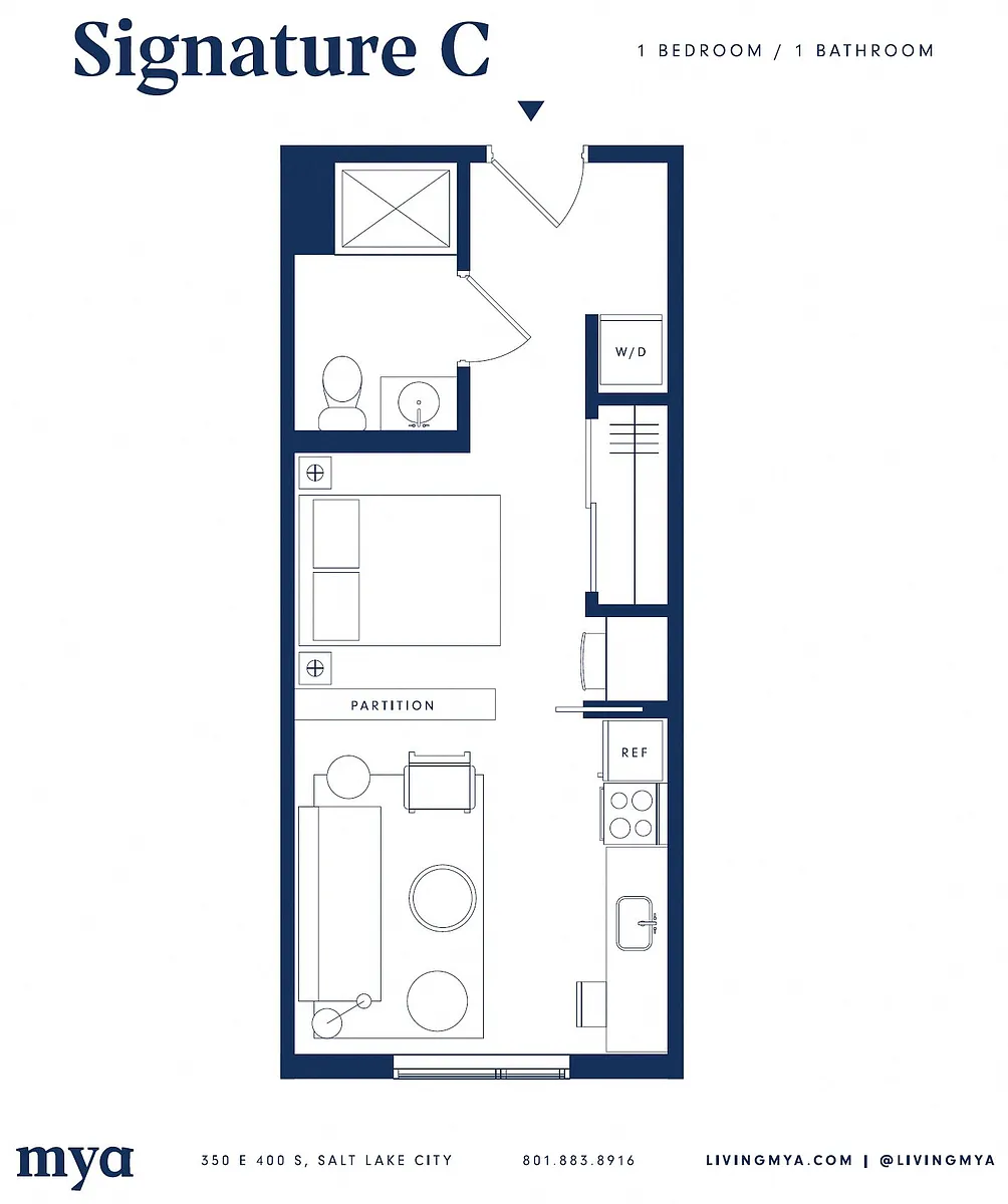 Floor plan 1 Bed Alcove Suite