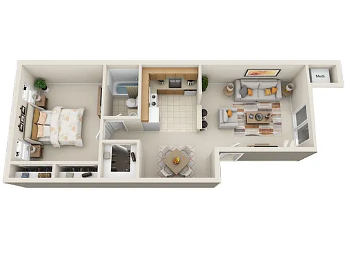 Floor plan 1 BD - 1 BTH