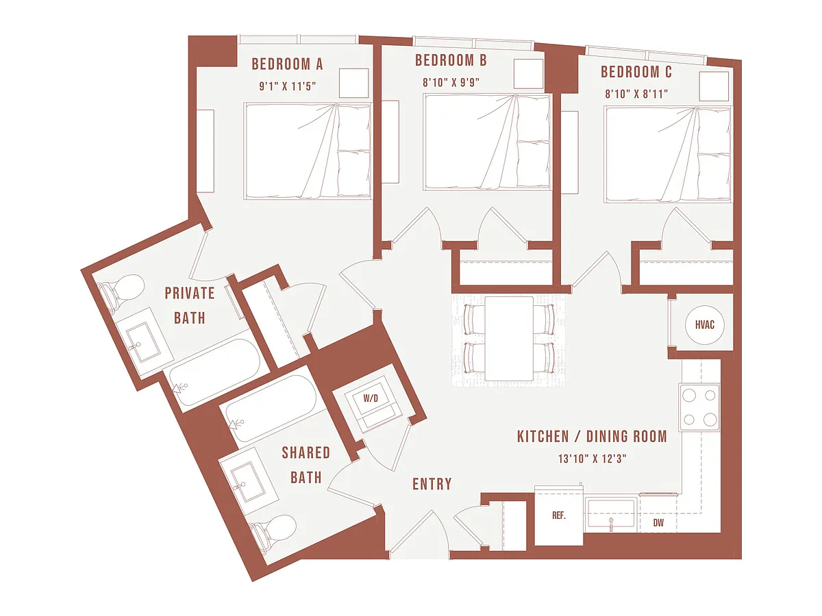 Floor plan Colette Co-Living G1