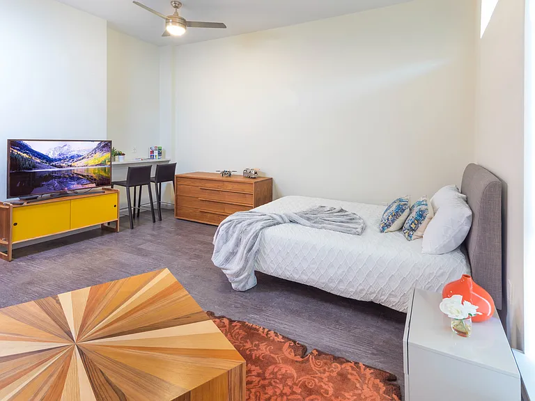 Spacious studio layouts with a built-in desk perfect for working from home.