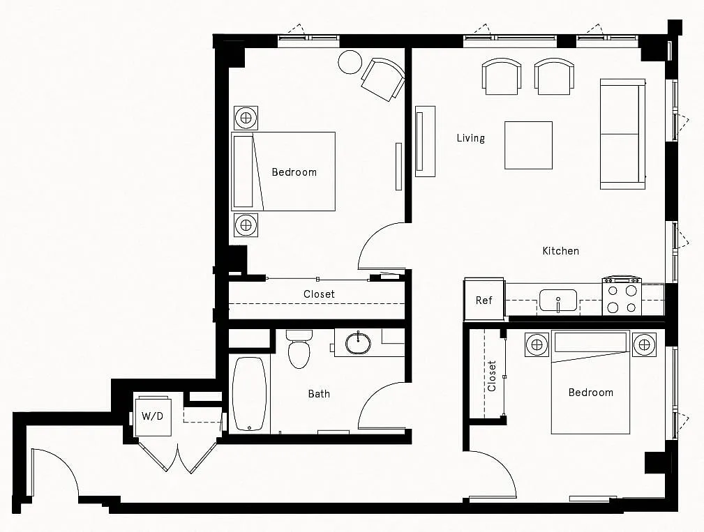 Floor plan 2 Bed/1 Bath-I