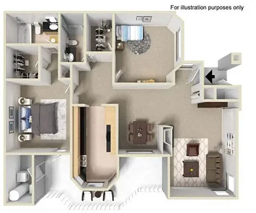 Floor plan Two Bedroom Two Bath