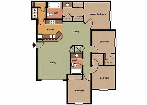 Floor plan Four Bedroom Two Bathroom 50%