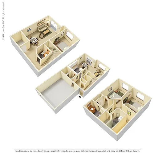 Floor plan 3 Bedroom Den - TH.D1