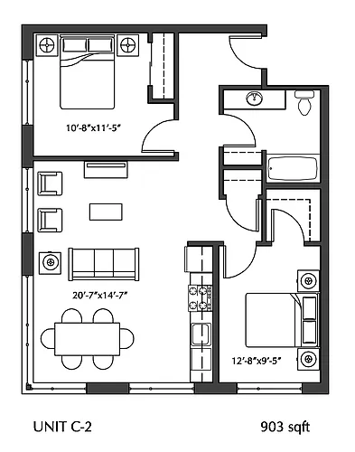 Floor plan Two-Bedroom