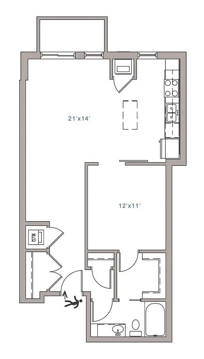 Floor plan 1 Bed 1 Bath H -1800