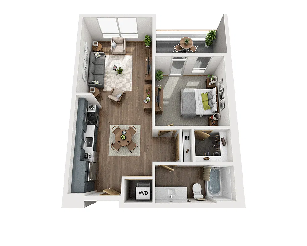 Floor plan One Bedroom A1D-CL1