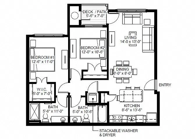 Floor plan Two Bedroom - D