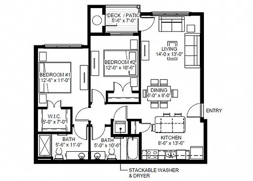 Floor plan Two Bedroom - D