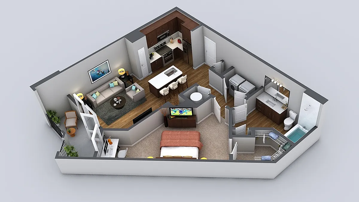 Floor plan 1 Bedroom 1 Bath