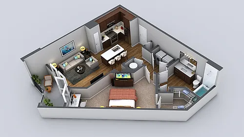 Floor plan 1 Bedroom 1 Bath