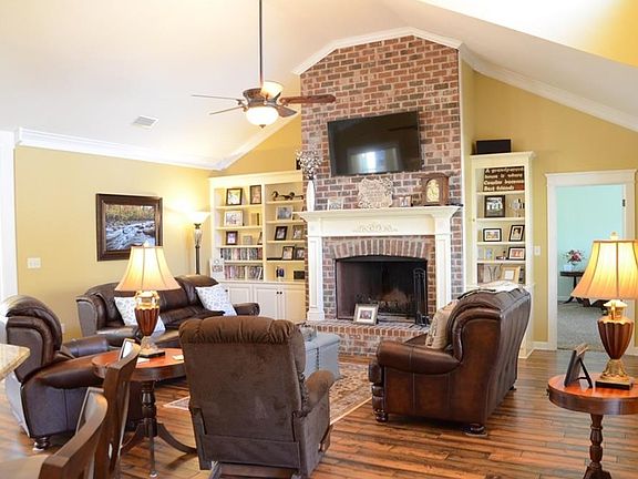 Woodburning fireplace with built ins