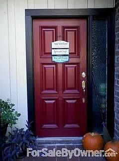 RICH RED FRONT DOOR TO WELCOME YOU HOME! : Wonderfully inviting exterior color palette!