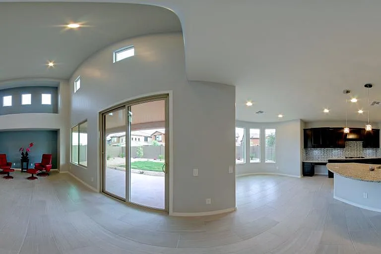 Panorama of Kitchen & Great Room