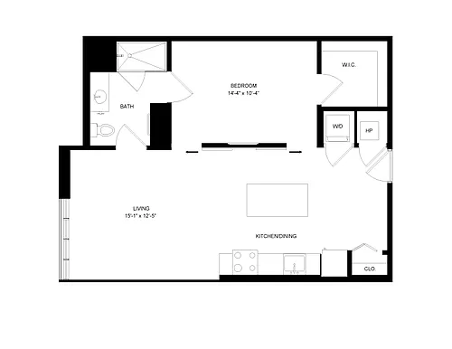 Floor plan Open 1 Bed-1 Bath-P6