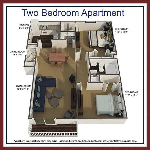 Floor plan Two Bedroom Apartment