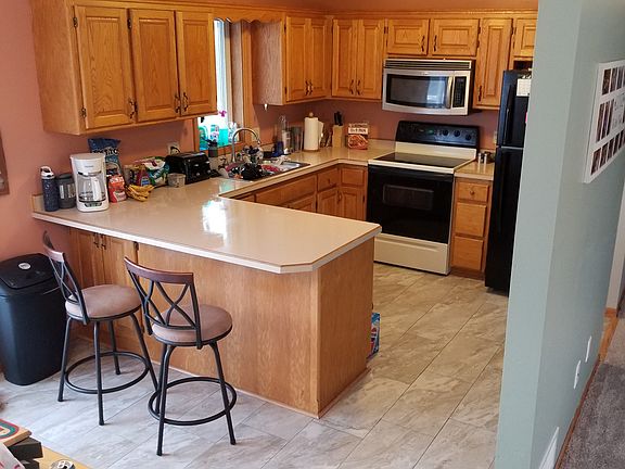 kitchen has new grey tile 