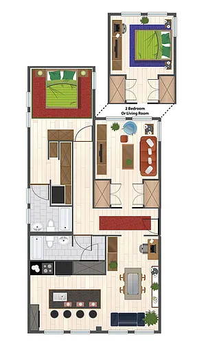 Floor plan 2 Bedroom West