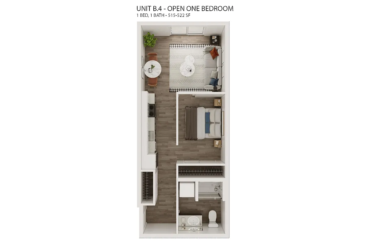 Floor plan Open Urban Style 1BD-1BA