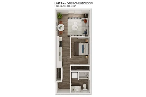 Floor plan Open Urban Style 1BD-1BA