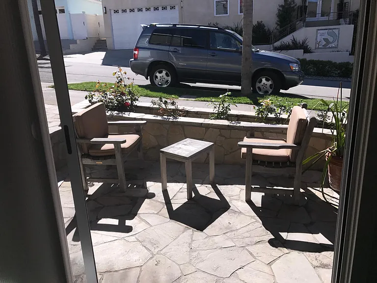 Sunny brick patio