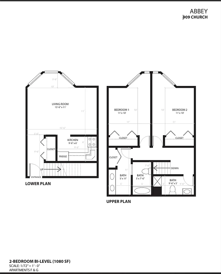 Floor plan 2-Bedroom Bi-level ML
