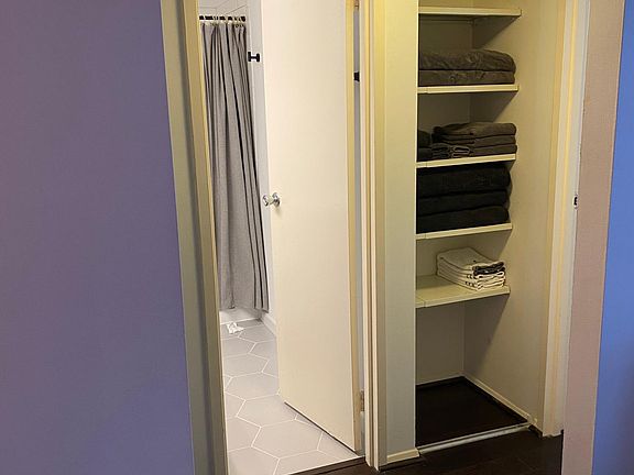 hallway linen closet. closet door can be put back on.