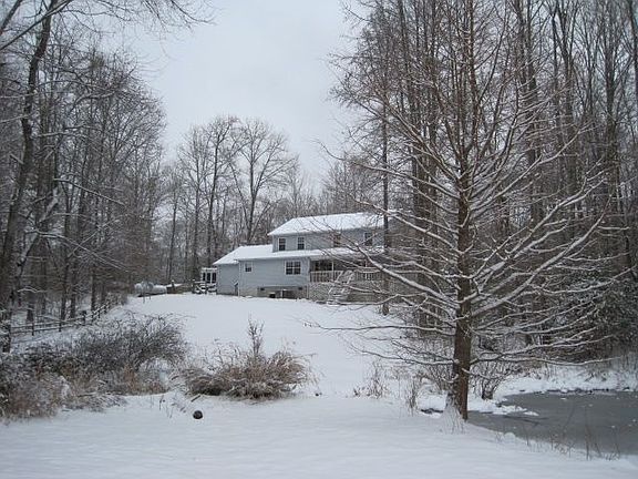 Winter view of rear of home