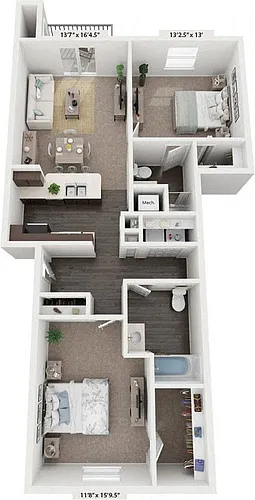 Floor plan Two Bedroom