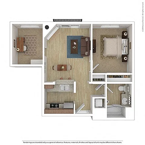 Floor plan 1 Bed 1 Bath A3